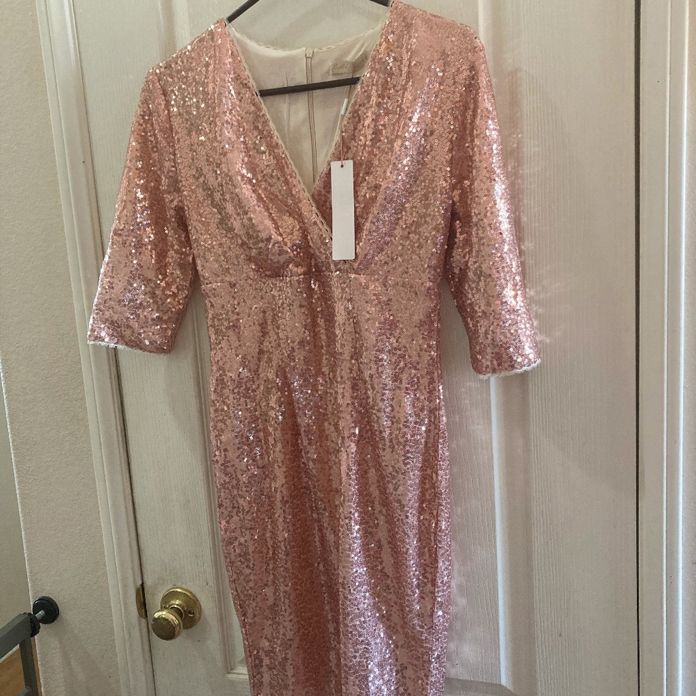 NWT ROSE GOLD GLAMOUR OCCASION DRESS - Picture 3 of 5